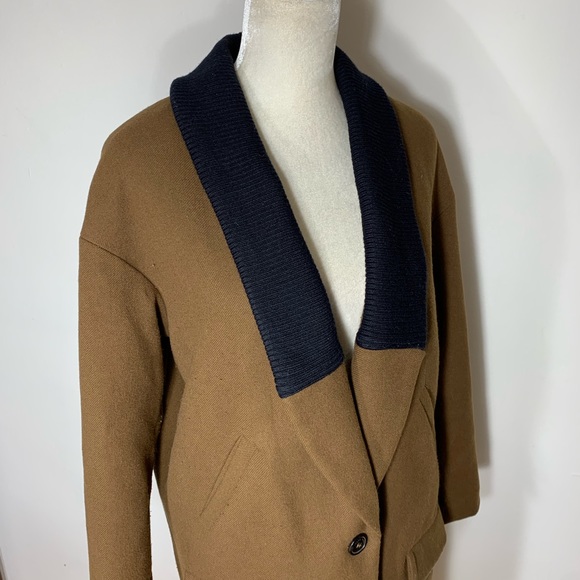 Zara • wool contrast knit collar oversized jacket - Picture 3 of 8